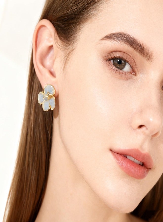 HOSICRON 14k Gold Flower Earrings For Women 925 Sterling Silver Earrings Unique Statement Earrings Trendy Jewelry Gift (gold) - Image 4